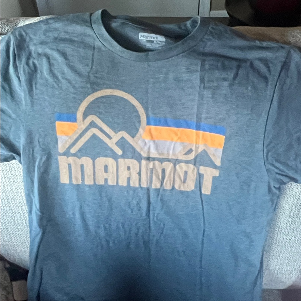 Marmot Gray Tee with Mountain Graphic